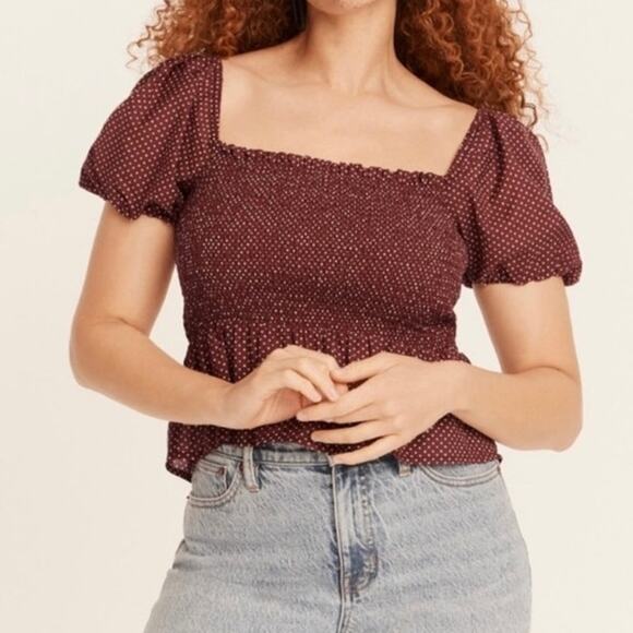 NWT J Crew Square Neck Smocked Neck Blouse Preppy Cottagecore Dark Academia - Picture 1 of 9